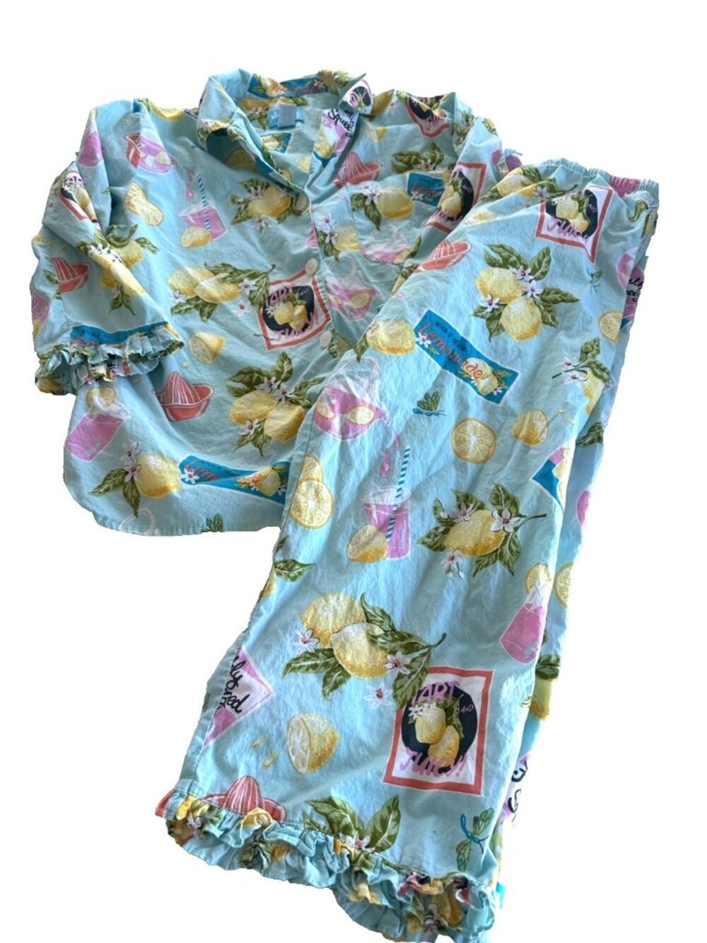 Nick & Nora XL/XXL Lemonade Cotton Two-Piece Pajama Set